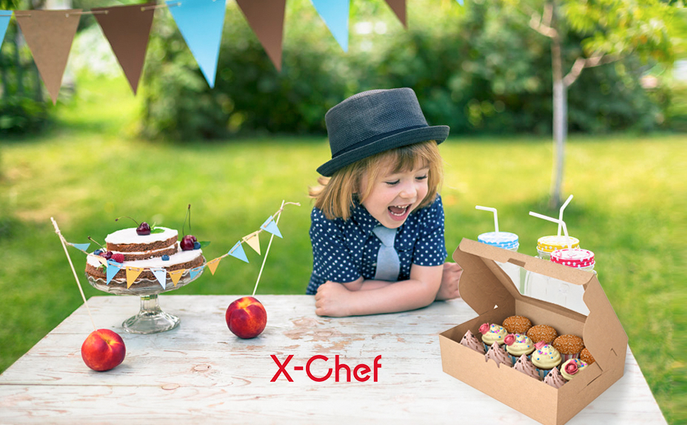 XChef Cupcake Boxes 12 Count, Cupcake Carriers, Food Grade Kraft Bakery Boxes with