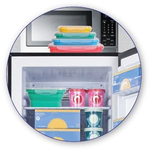 collapsible silicone food storage container BPA plastic lid meal cereal containe bowl kitchen pantry