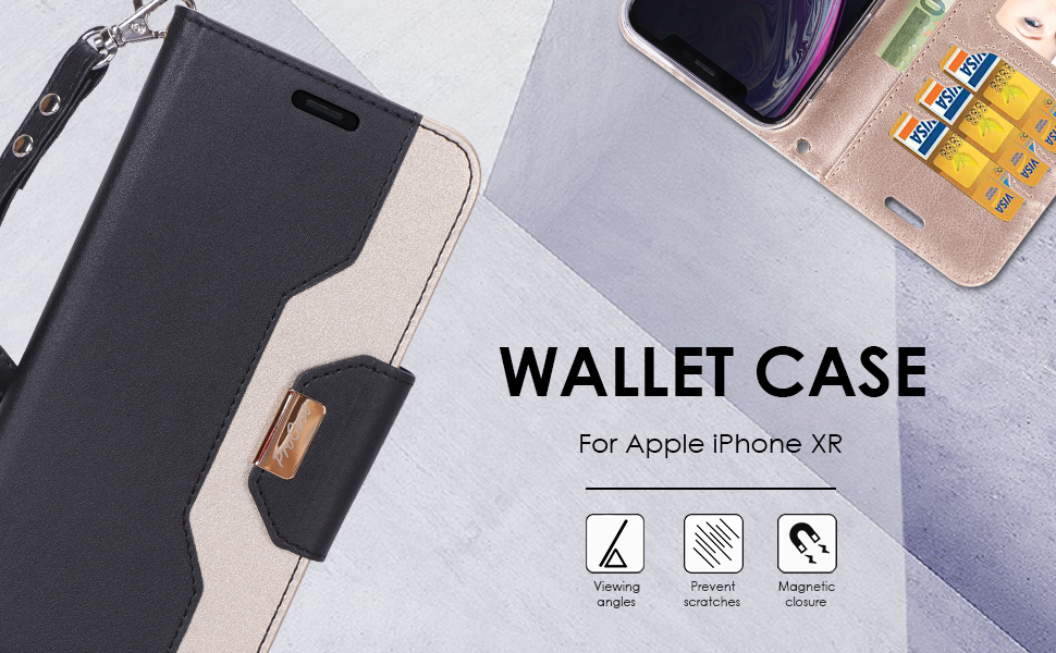 ProCase Wallet Case for iPhone XR, Folio Flip Case with