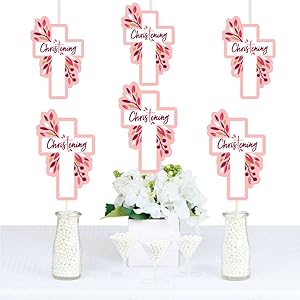Amazon Com Christening Pink Elegant Cross Decorations Diy Girl