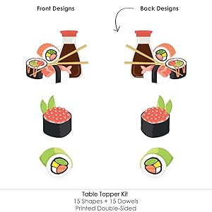 Amazon Com Let S Roll Sushi Palillos De Centro De Mesa Para Fiestas Japonesas Juego De 15 Toys Games