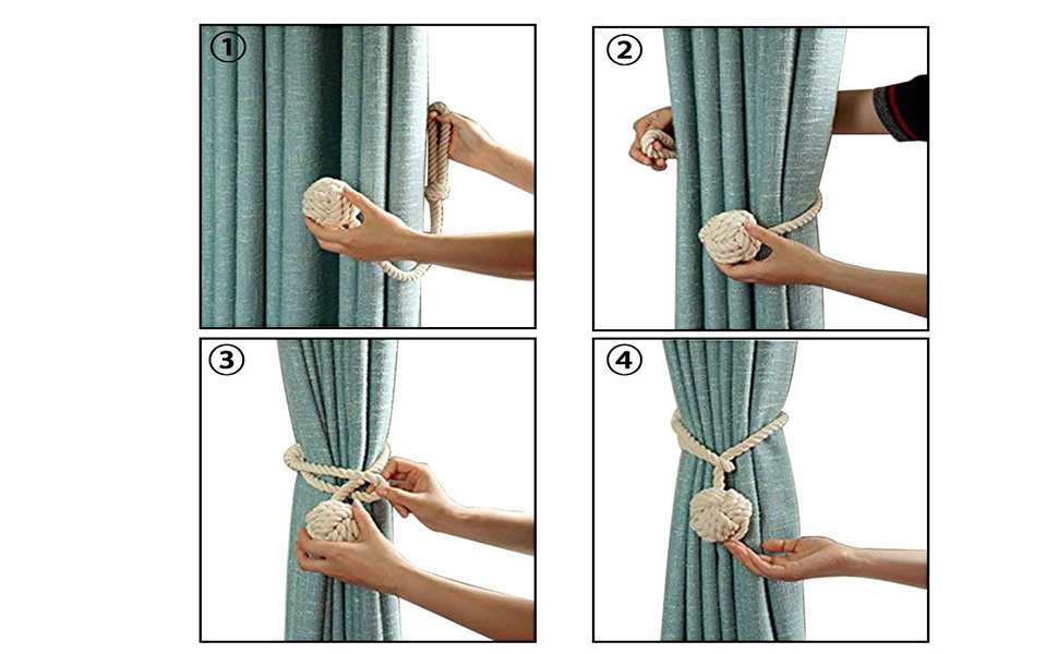 Amazon Com Anjee 2 Pack Window Curtain Tiebacks Hand Knitting