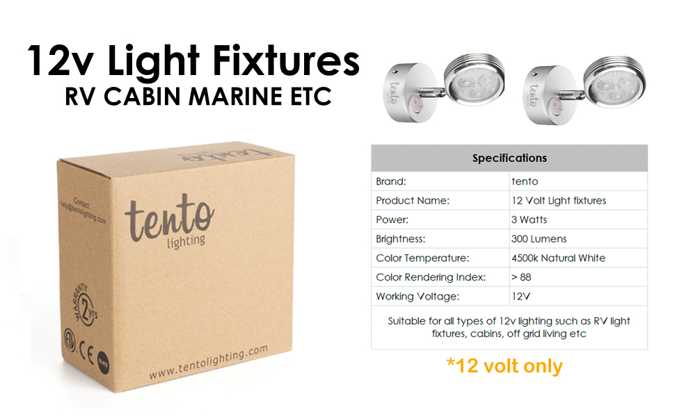 Lighting Tento 12v Rv Lights Fixtures Natural White 4500k Pack Of