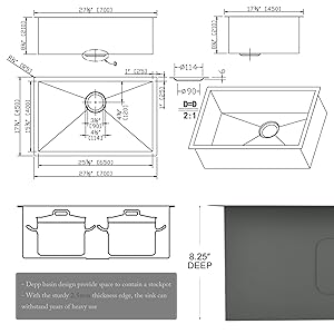 Ufaucet 28x18 Undermount Kitchen Sink Black, UFaucet 28 Inch