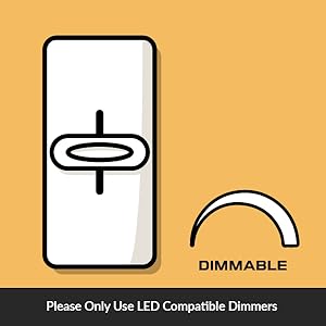 Dimmable only using LED compatible dimmers, not incandescent or halogen only dimmers