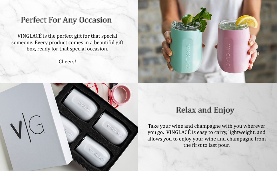 Vinglace Insulated Stemless Wine Glass Hot & Cold Beverage Tumbler with