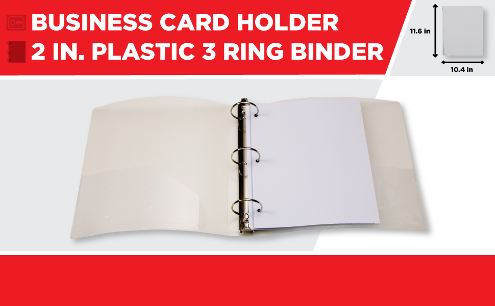 JAM PAPER Plastic 2 inch Binder Clear 3 Ring Binder