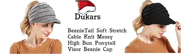 Ponytail Visor Beanie Cap