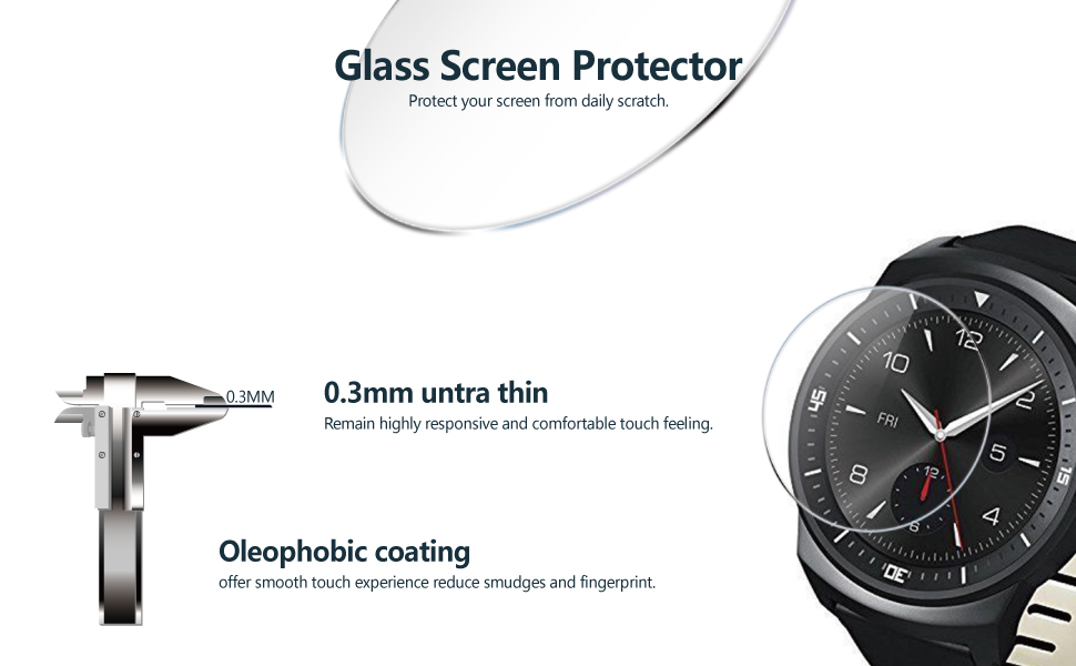CENTAURUS LG G Watch R Glass Screen Protector-(3 Packs) Anti-Scratch Ultra-Thin Shatter Proof 2.5D Arc Edges HD Clear 9H Hardness Smart Watch Tempered ...
