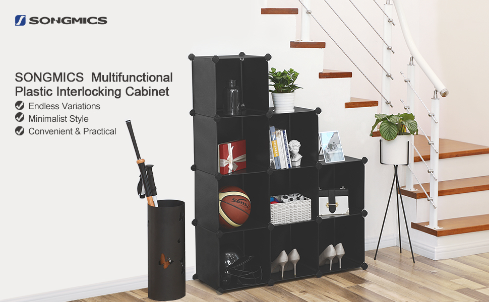 SONGMICS Cube Storage Organizer, 9Cube BookShelf, DIY