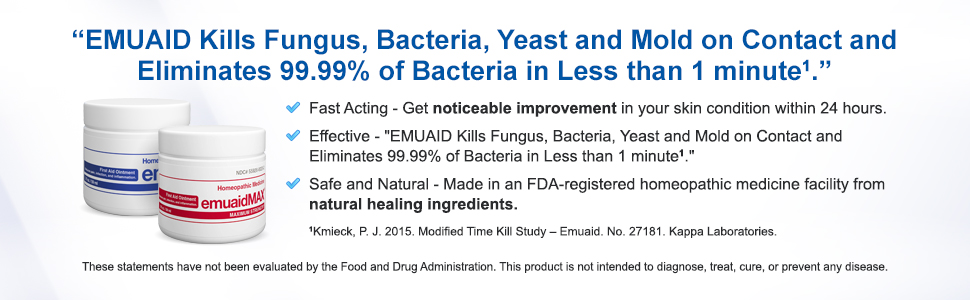 emuaid kills fungus bacteria yeast and mold on contact