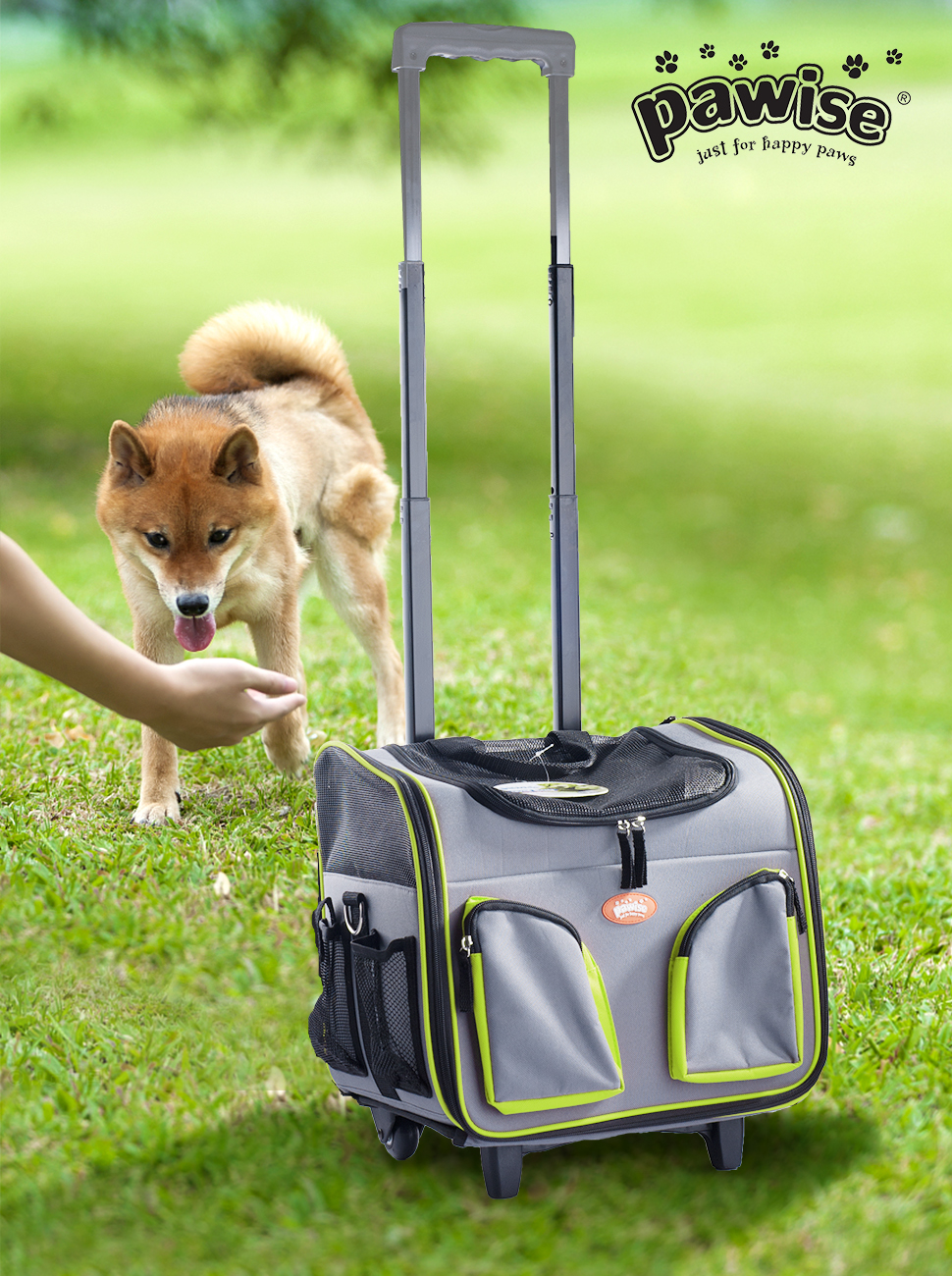 PAWISE Pet Trolley Bag Rolling Pet Travel Carrier Pet