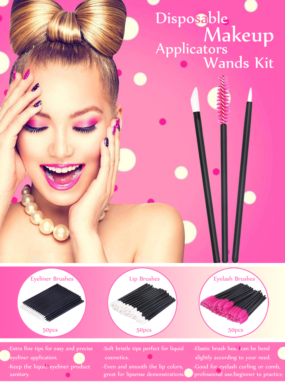 Disposable Makeup Applicators, 150 Pieces SwanMyst