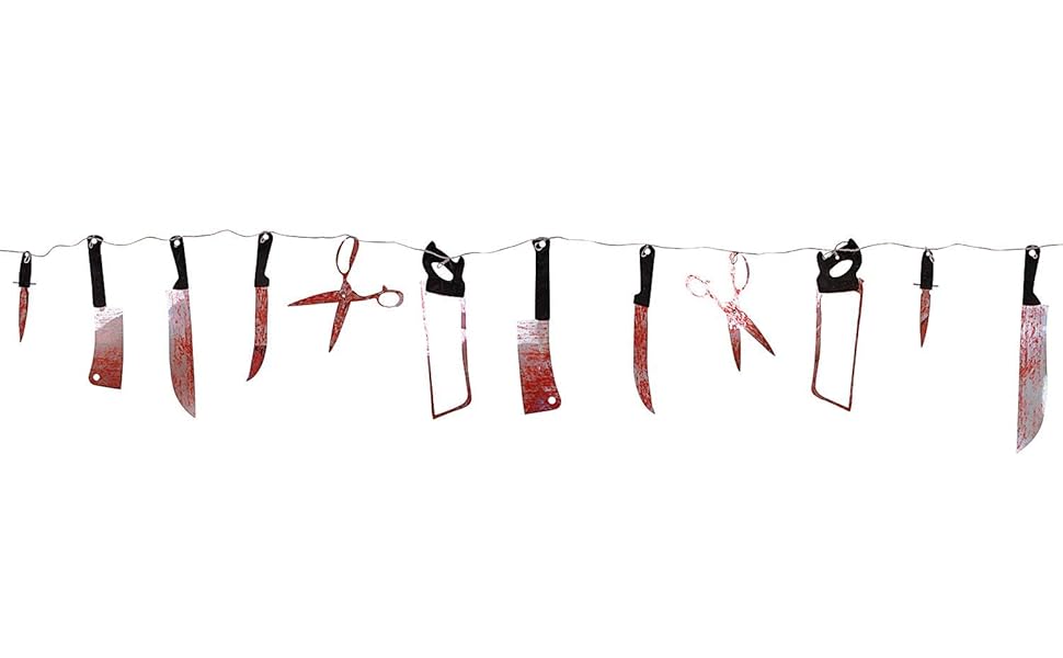 Bloody Weapons Garland Props, Halloween Party Decoration Set, zombie decorations, Bloody Clings