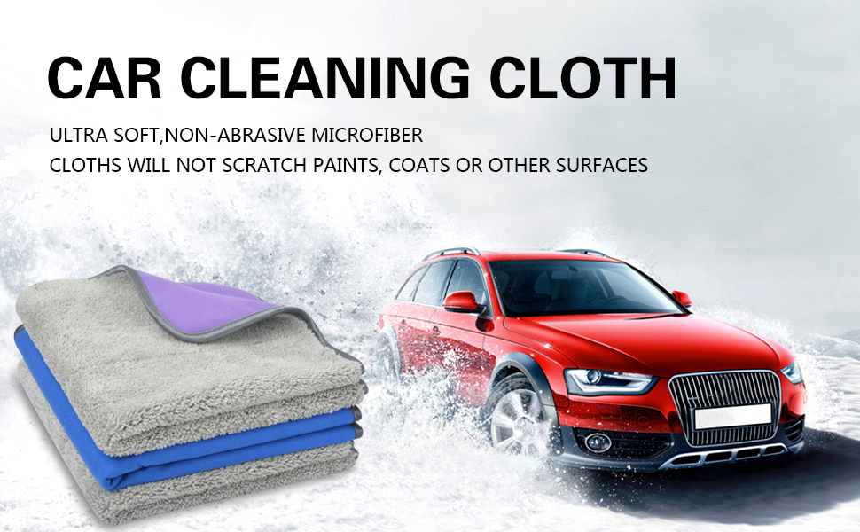SUNLAND Microfiber Car Cleaning Cloths, Super Absorbent Car