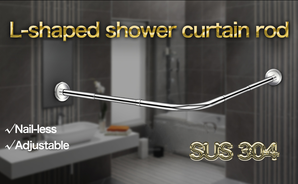 Amazon Com Begleri L Shaped Shower Curtain Rod Curved Shower