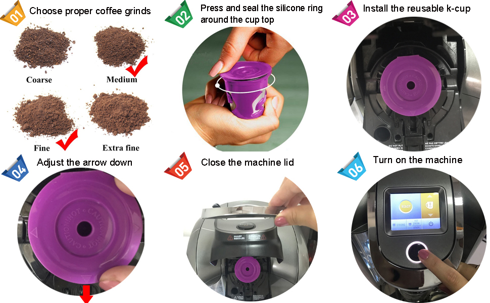 6 Reusable KCups Refillable Stainless Mesh Coffee Filter Pod for