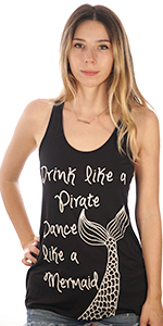 pirate mermaid drink dance tank top shirt womens funny nautical shop delfina shopdelfina
