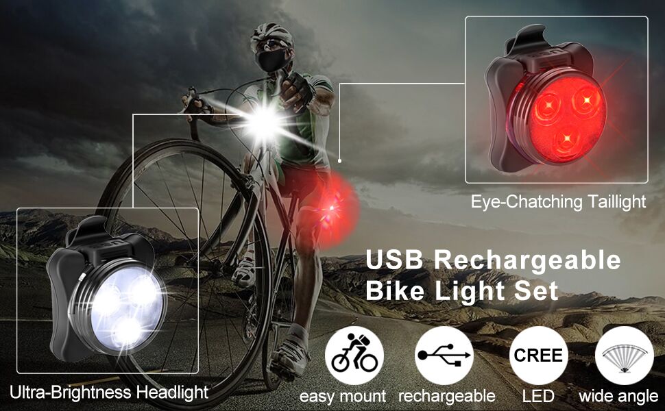 akale rechargeable bike light set
