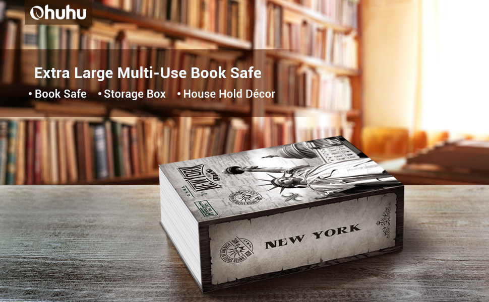 Diversion Book Safe, Ohuhu Extra Large MultiUse Metal Book Safe with Combination Lock, Stash