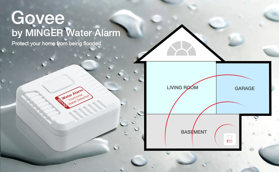 2 in 1 Water Alarm, Govee Water Leak Detector Alarm with Sensor Probe