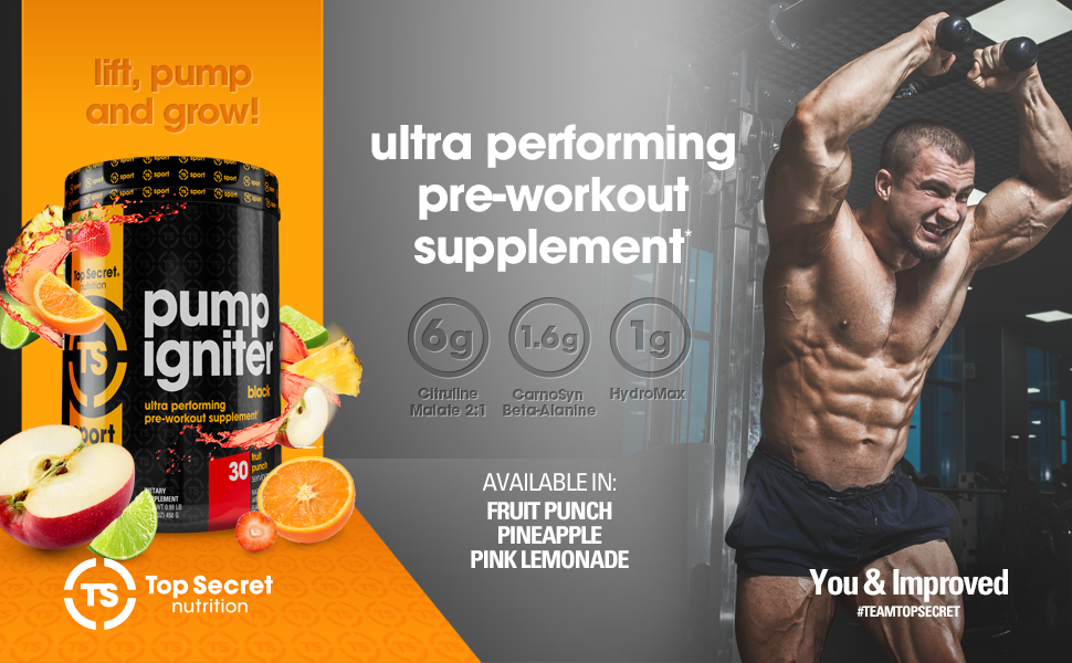 Amazon.com: Top Secret Nutrition Pump Igniter Black, Fruit Punch, 30 ...