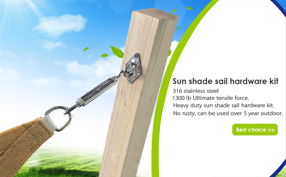 diig Sun Shade Sail Hardware Kit for Rectangle and Square