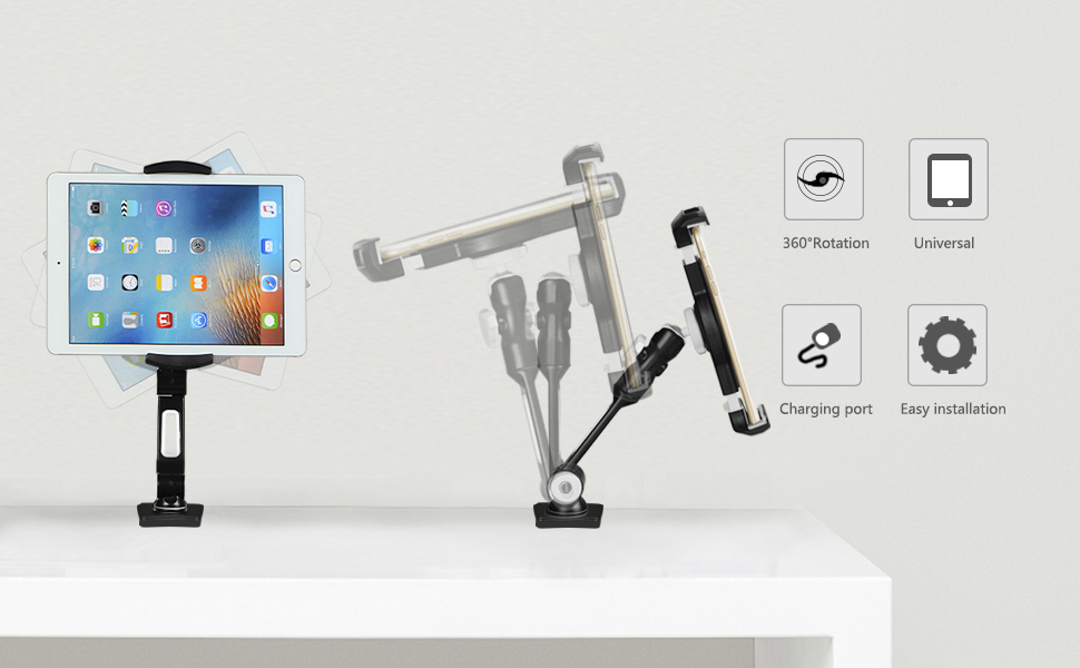suptek Aluminum Tablet Desk Mount 360° Flexible Cell Phone