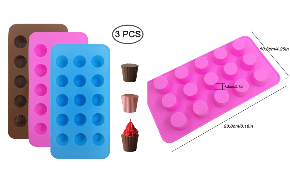 3 pcs Silicone Candy Molds, FineGood Fat Bombs Chocolate