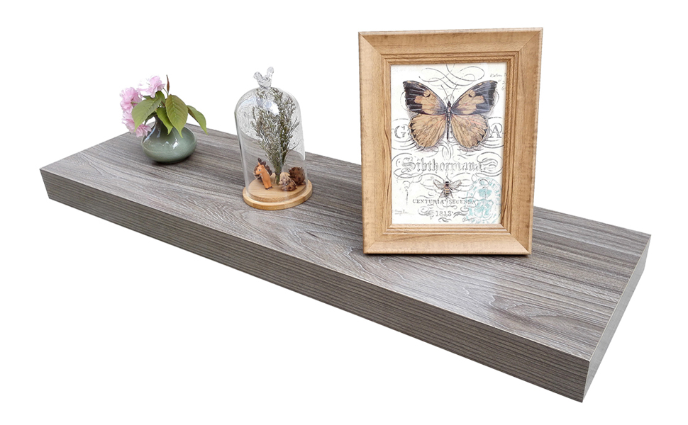 Homewell Wood Floating Shelves for Home Decoration, 36"x9.25"x2", Grey Home & Kitchen