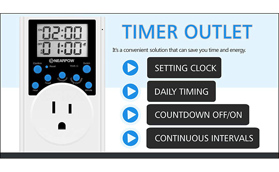 Nearpow Tomacorriente con temporizador, multifuncional