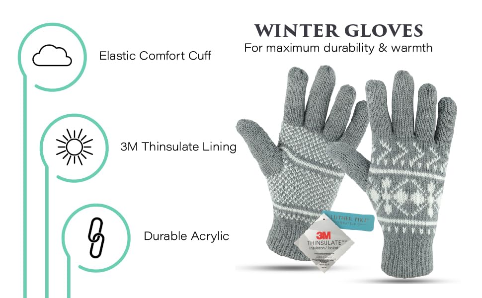 Winter Gloves for Maximum durability & warmth. Elastic Cuff 3m Thinsulate Lining Durable Acrylic