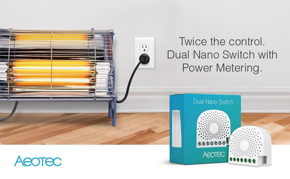 Aeotec Dual Nano Switch On Off Controller With Power Metering 2 Switches Z Wave Plus In Wall Compatible With Alexa
