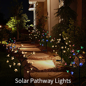 2 Pack Solar Garden Lights Outdoor Multi Color Cherry Blossoms