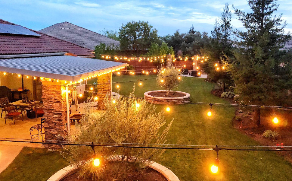 48ft Outdoor String Lights With 15 Shatterproof Led S14 Edison