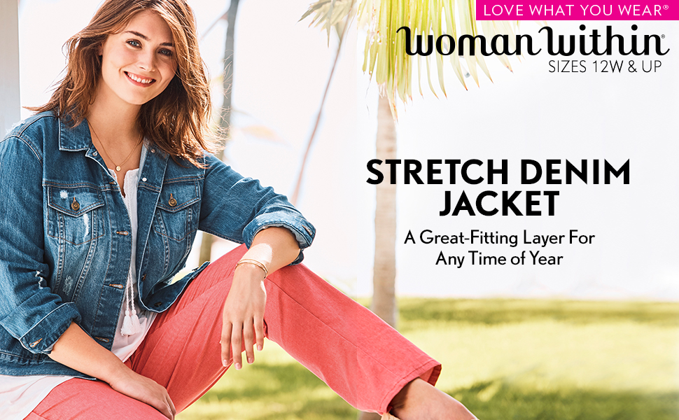 stretch denim jacket layering fall spring summer jean jacket patch comfortable warm chic