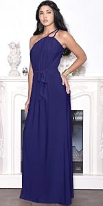 Womens Long Sleeveless One Shoulder Evening Summer Bridesmaid Maxi Dress