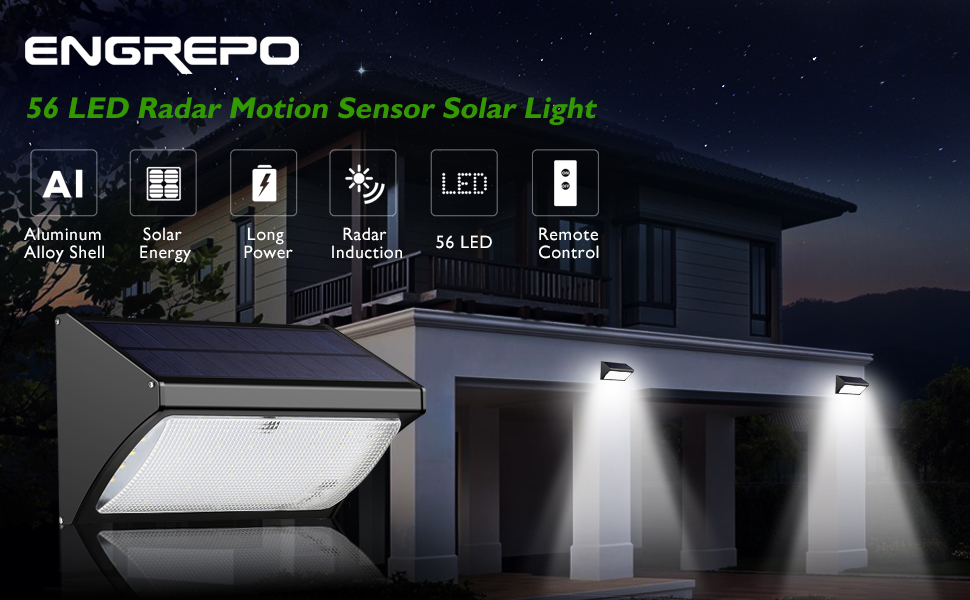 Amazon Com Engrepo 56 Led 1000 Lumens Solar Lights Outdoor Uses