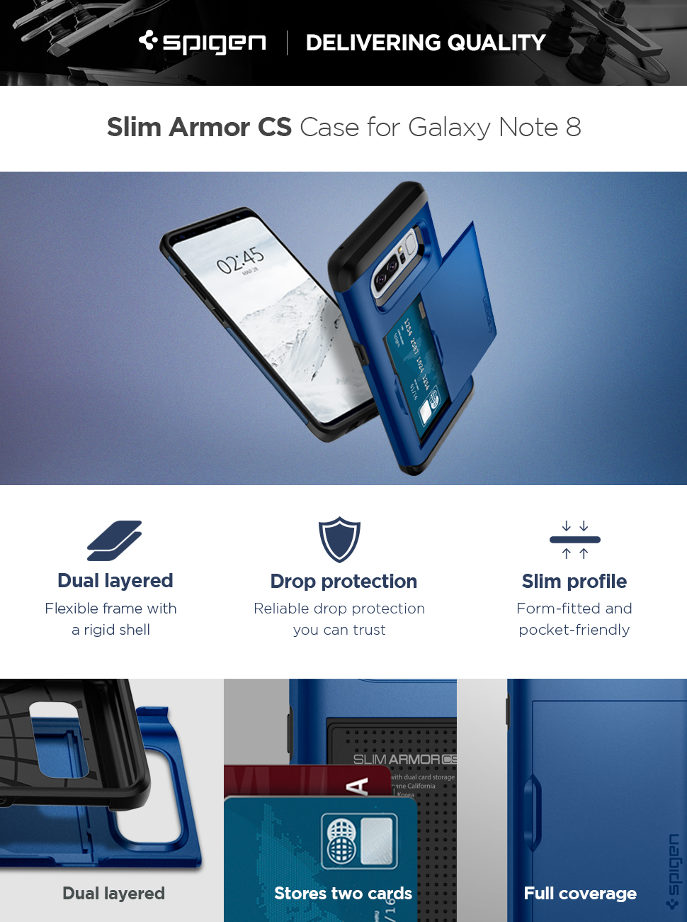 Amazon Com Spigen Slim Armor Cs Designed For Samsung Galaxy Note 8 Case 2017 Deep Sea Blue Electronics