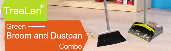 Green Broom with Dustpan Set