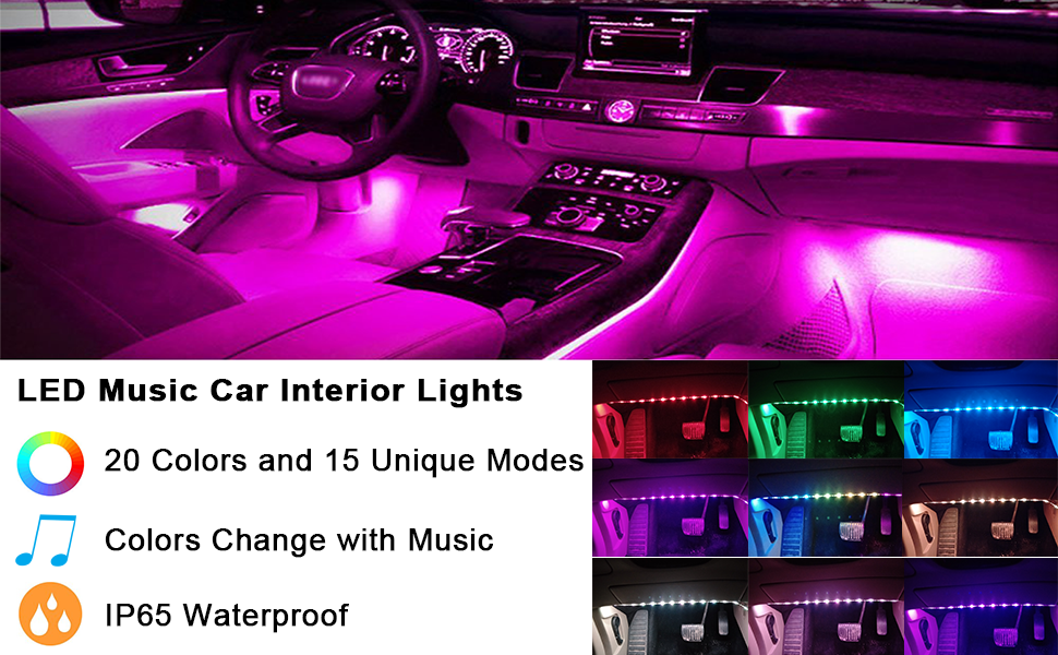 Rainbow Car LED Strip Light Music DreamColor Interior Led