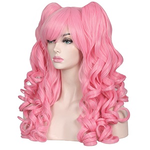 pink curly wig 