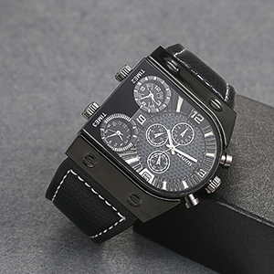 Amazon.com: Lancardo Men Big Face Watch: 3 Time-Zone Quartz