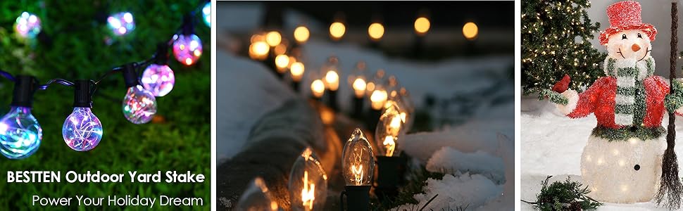 BESTTEN 3-Outlet Outdoor Power Stake with Separated Protective Cover