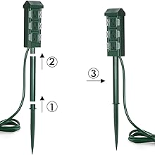 BESTTEN 3-Outlet Outdoor Power Stake with Separated Protective Cover