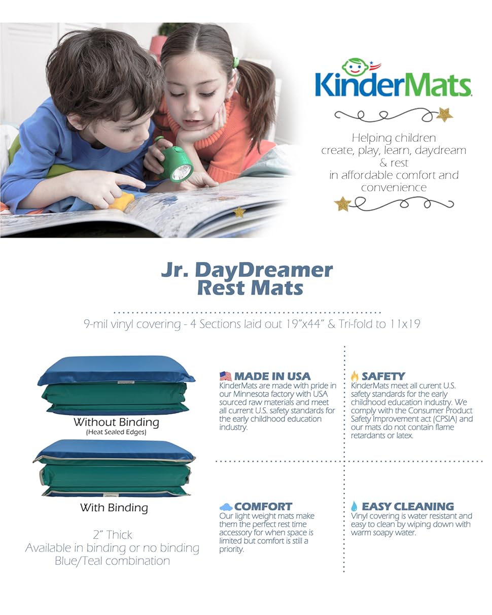 KinderMat, Jr. Daydreamer Rest Mat, 2 inches Thick, 44 x 19, Blue/Teal Toys & Games