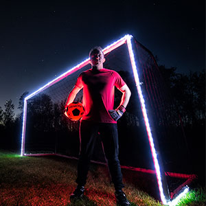 GlowCity light up led glow in the dark night sports soccer ball goal net