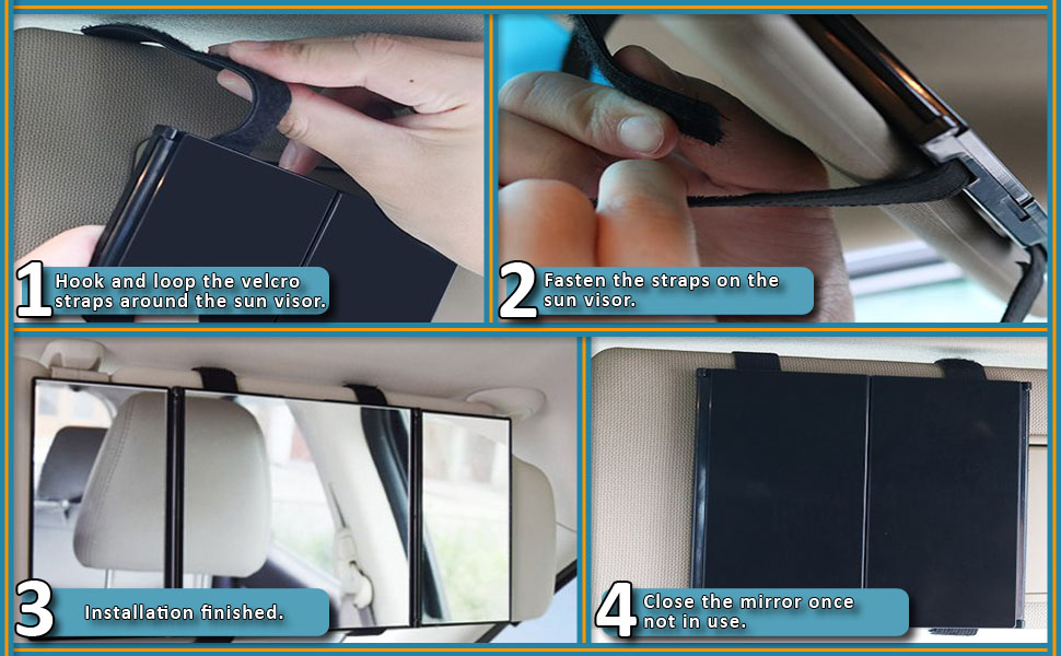 Zento Deals Tri Fold Universal Vanity Mirror – Cosmetic Sun Shade Mirror; Tri Fold Universal Mirror