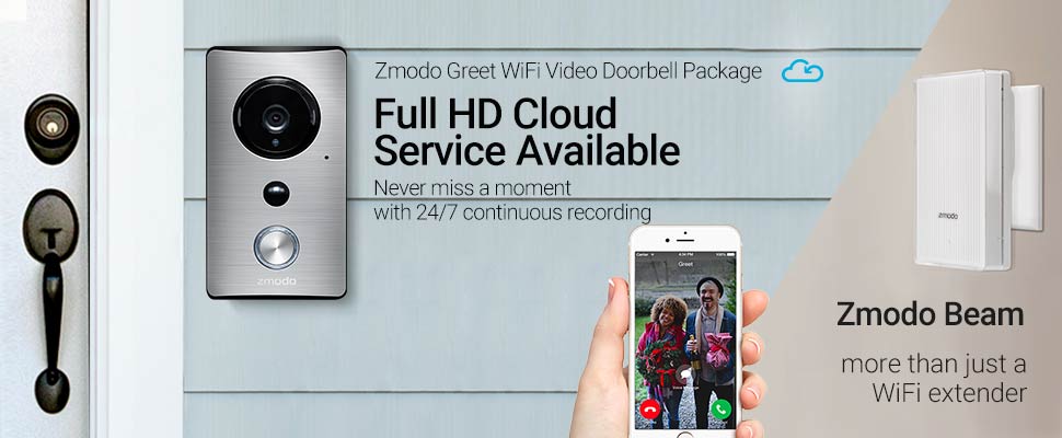 Zmodo Greet Wi-Fi Video Doorbell with Beam Smart Home Hub