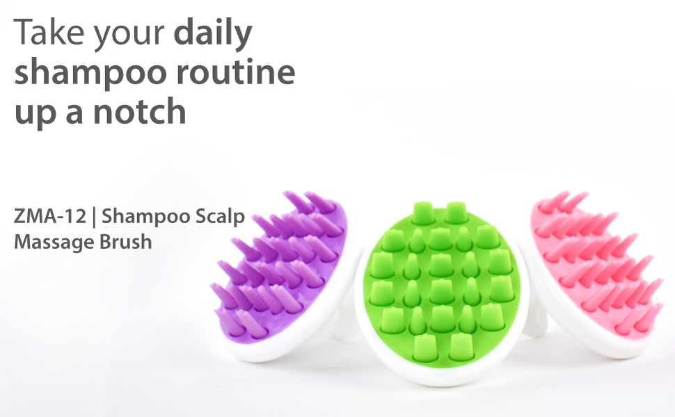 Zyllion ZMA12 Scalp Massagers and Shampoo Brush (Pink